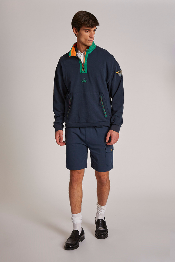 Men's oversized zip-up sweatshirt in 100% cotton fabric - La Martina - Official Online Shop