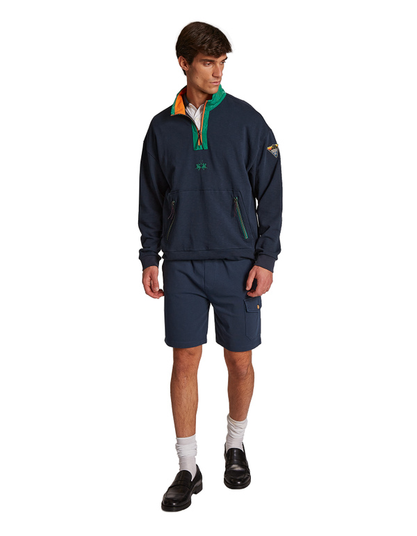 Men's oversized zip-up sweatshirt in 100% cotton fabric - La Martina - Official Online Shop