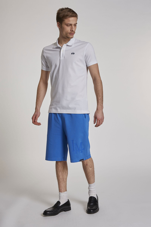 Men's short-sleeved slim-fit stretch cotton polo shirt - La Martina - Official Online Shop