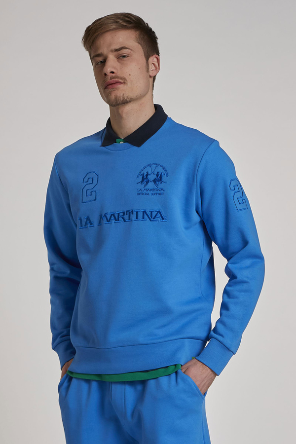 Men's regular-fit crew-neck cotton sweatshirt | La Martina - Official Online Shop