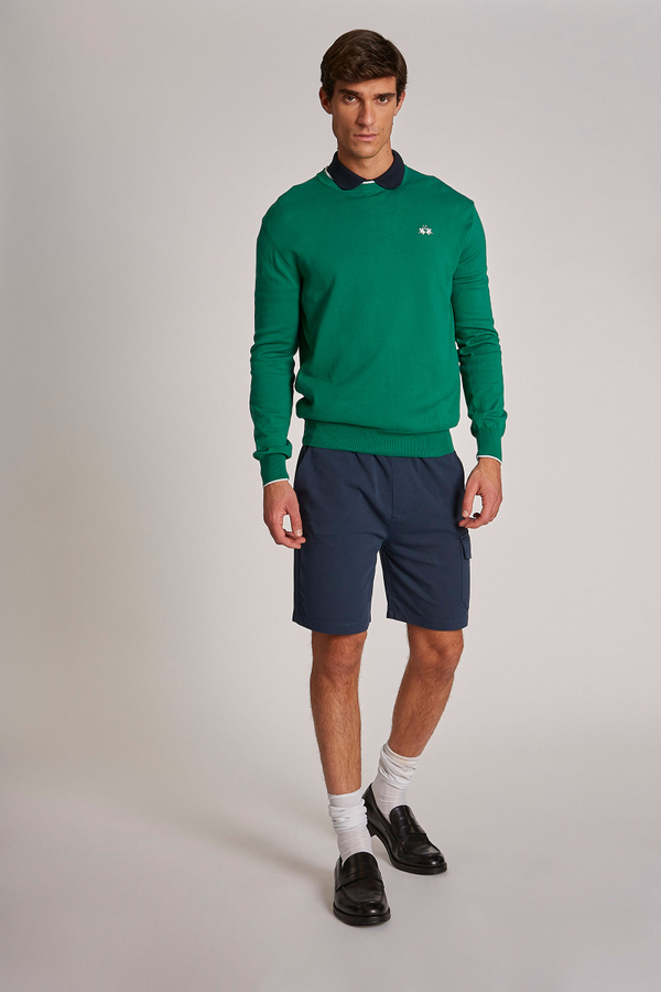 Herrenpullover mit langem Arm und Rundhalsausschnitt aus Baumwolle im Regular Fit | La Martina - Official Online Shop