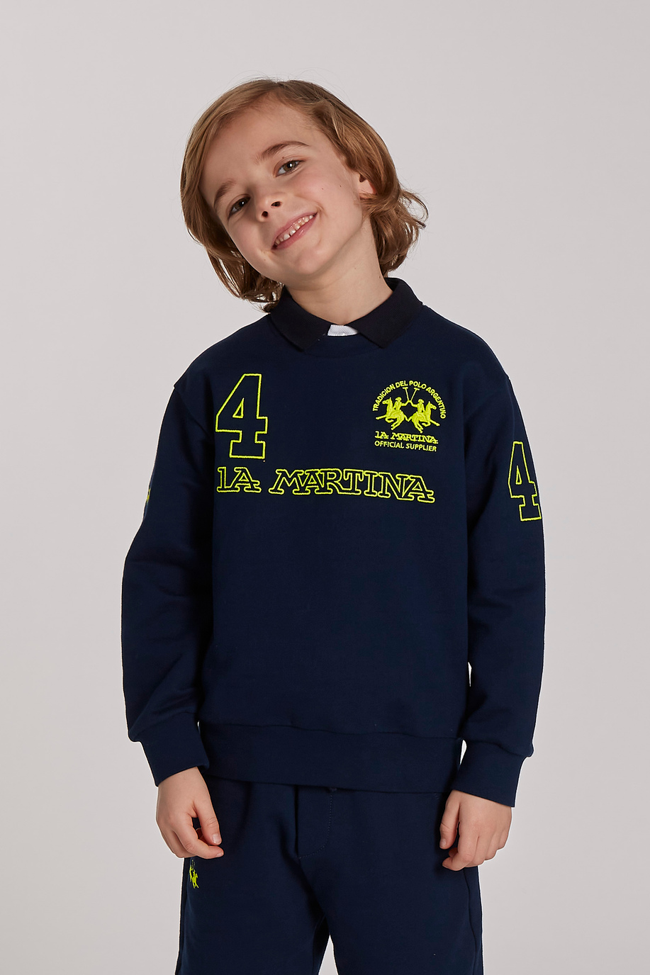 Solid crewneck sweatshirt - Kids | La Martina - Official Online Shop