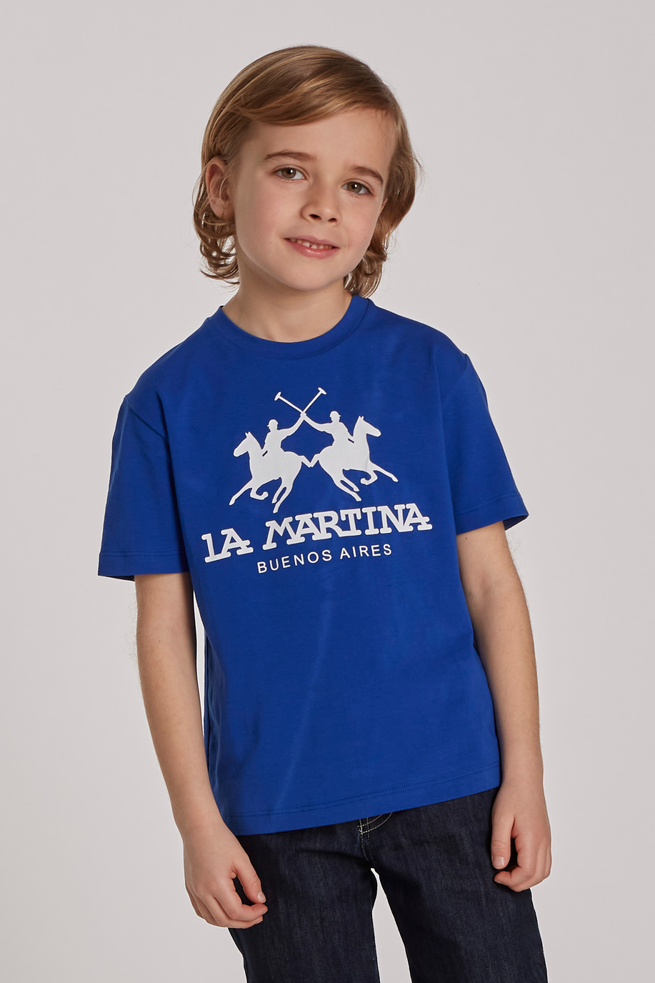 T-shirt tinta unita maniche corte - Bambino | La Martina - Official Online Shop