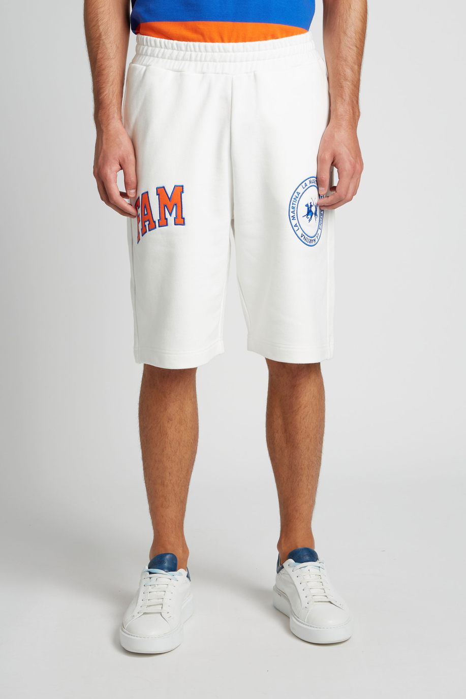 Oversized 100% cotton Bermuda shorts - Family First x La Martina | La Martina - Official Online Shop
