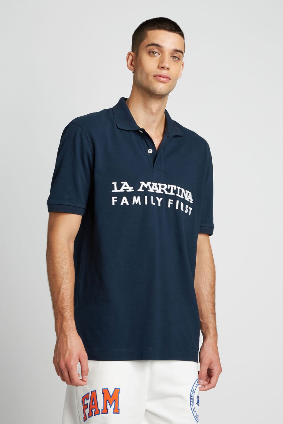 Men's oversized short-sleeved piqué polo shirt - -30% | step 3 | us | La Martina - Official Online Shop