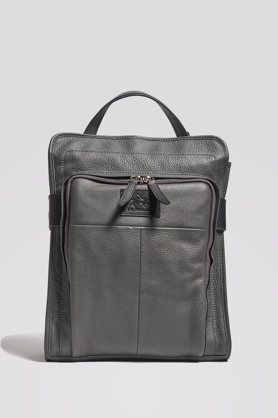 Rectangular hammered leather backpack