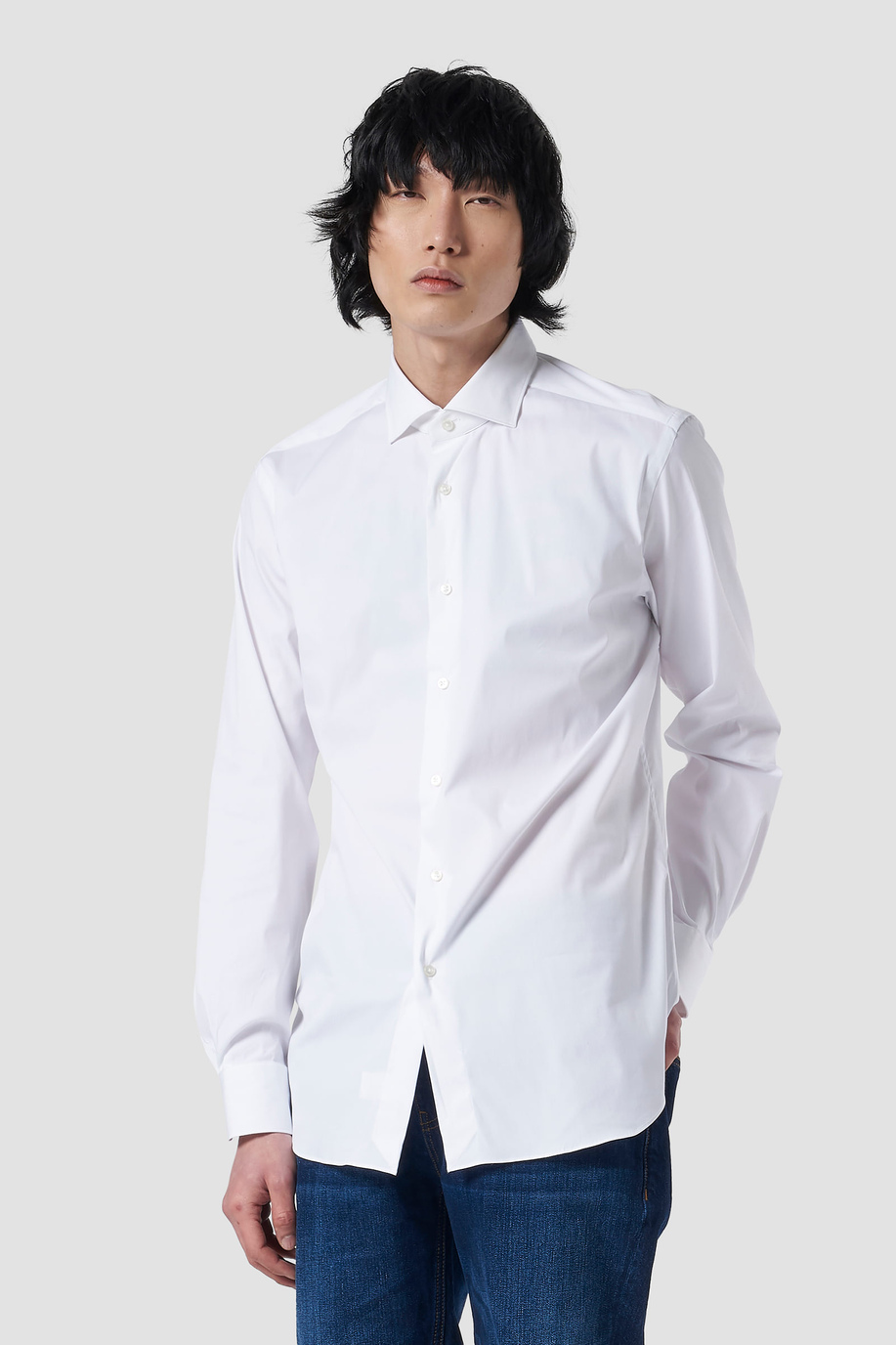 Camisa de algodón en color liso - Ropa | La Martina - Official Online Shop