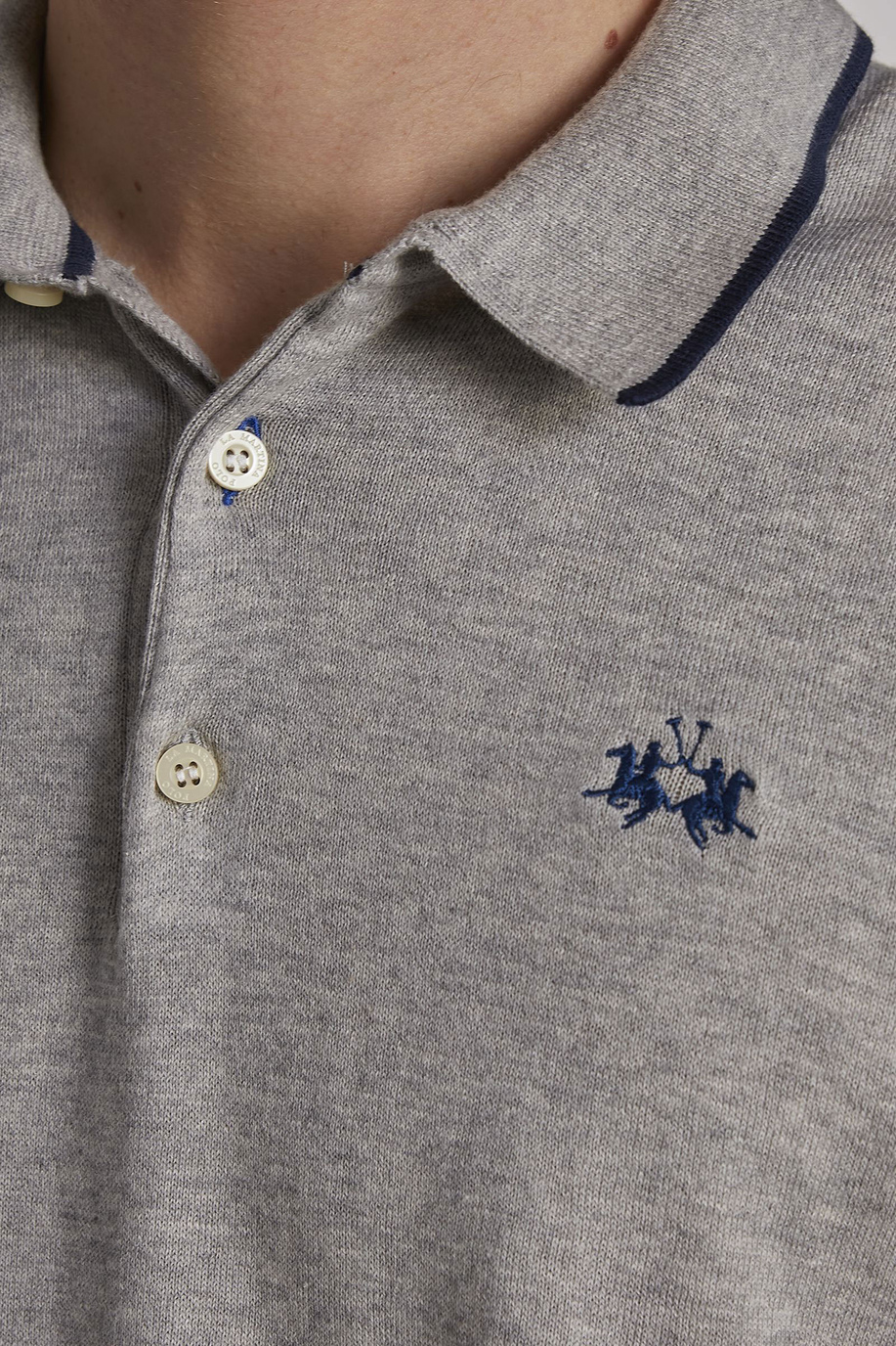 Men's short-sleeved regular-fit cotton polo shirt