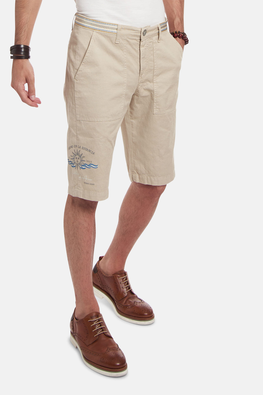 Regular-fit linen-blend Bermuda shorts | La Martina - Official Online Shop