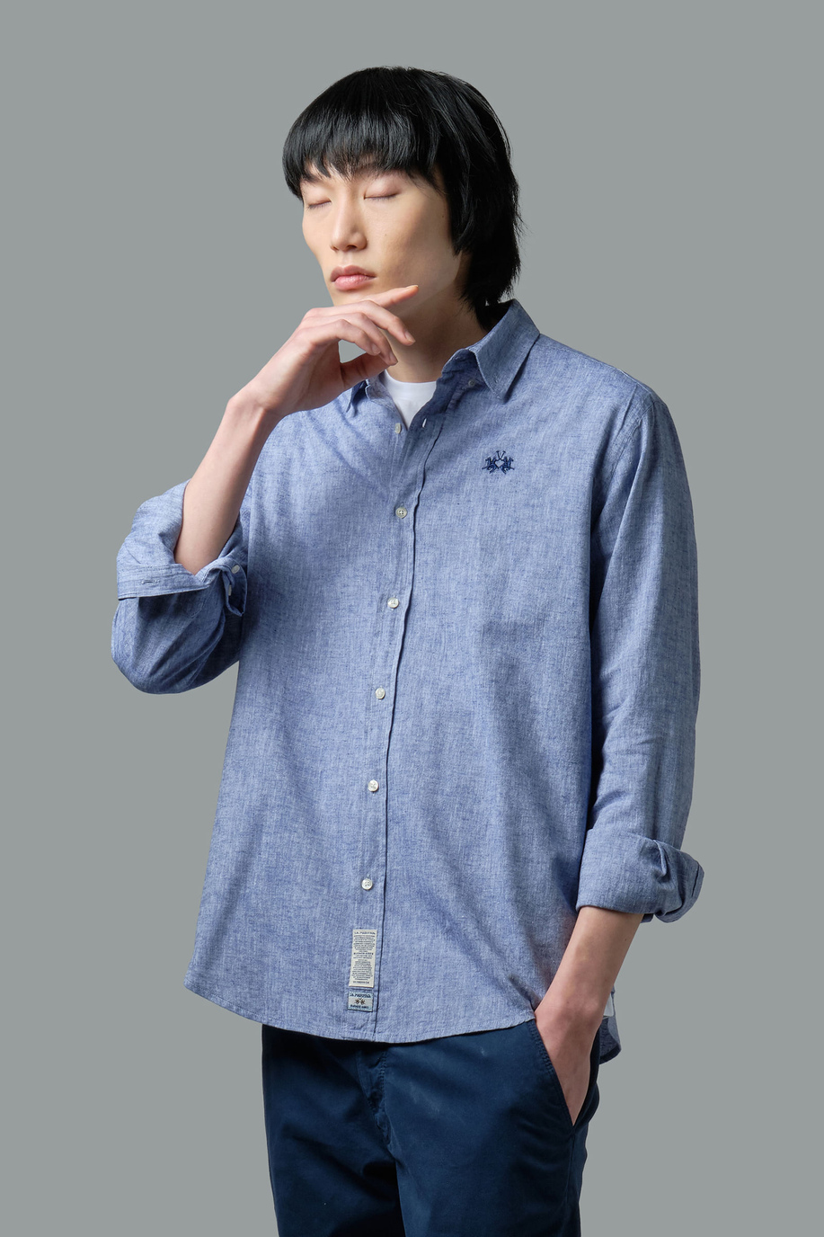 Regular-fit linen-blend shirt