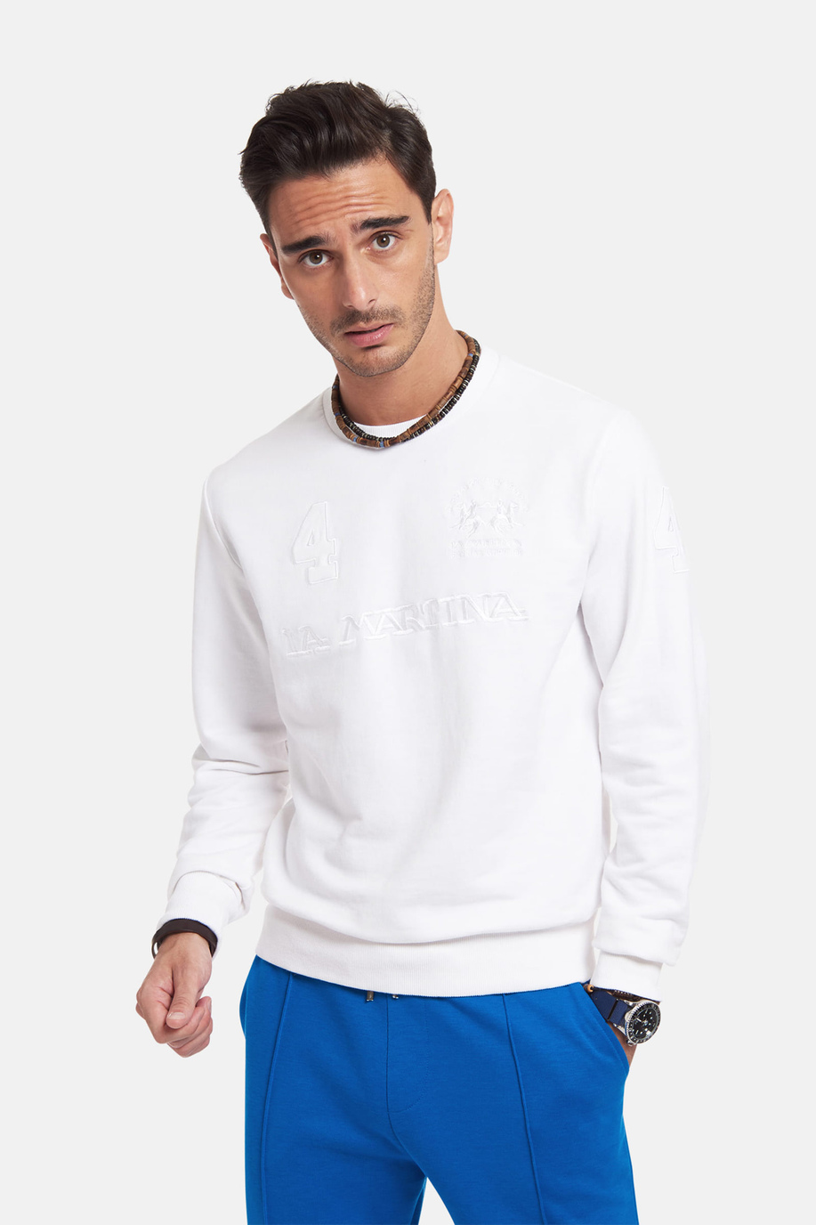 Regular-fit brushed cotton sweatshirt | La Martina - Official Online Shop