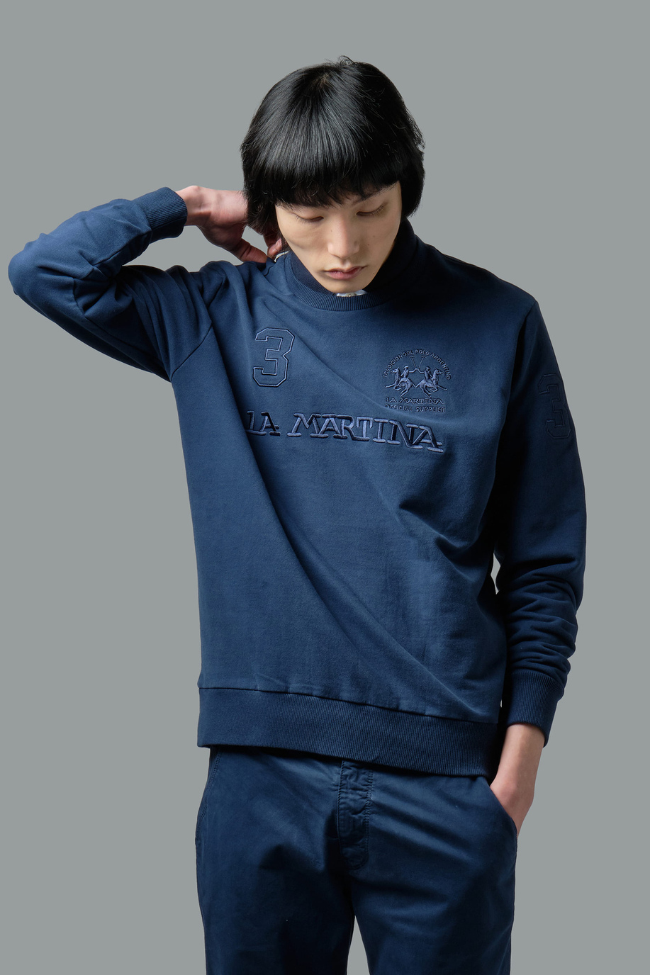 Regular-fit brushed cotton sweatshirt | La Martina - Official Online Shop