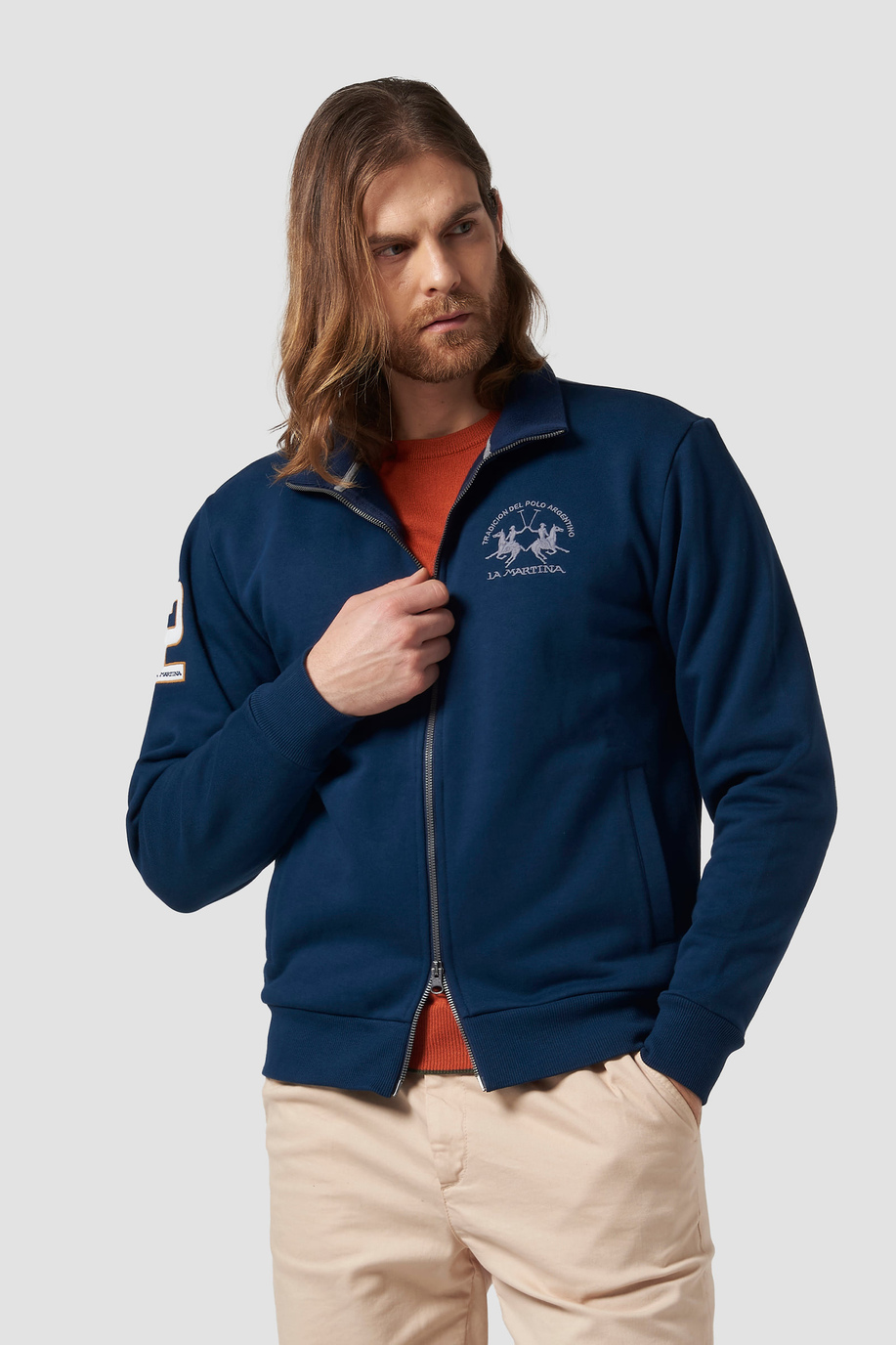 Cotton high-neck sweatshirt - Apparel | La Martina - Official Online Shop