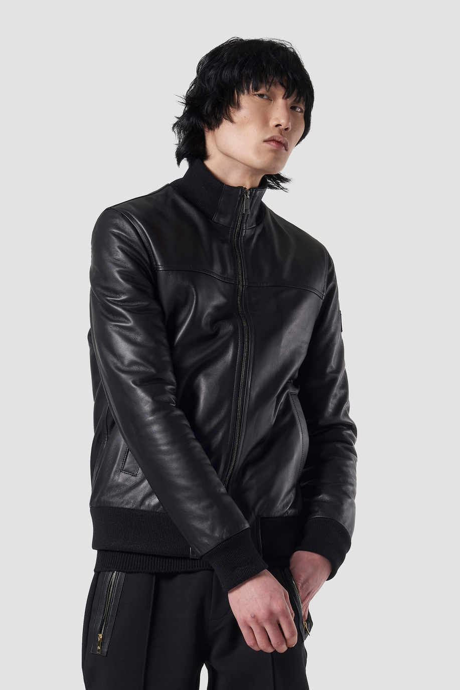 Insert-embellished leather jacket | La Martina - Official Online Shop