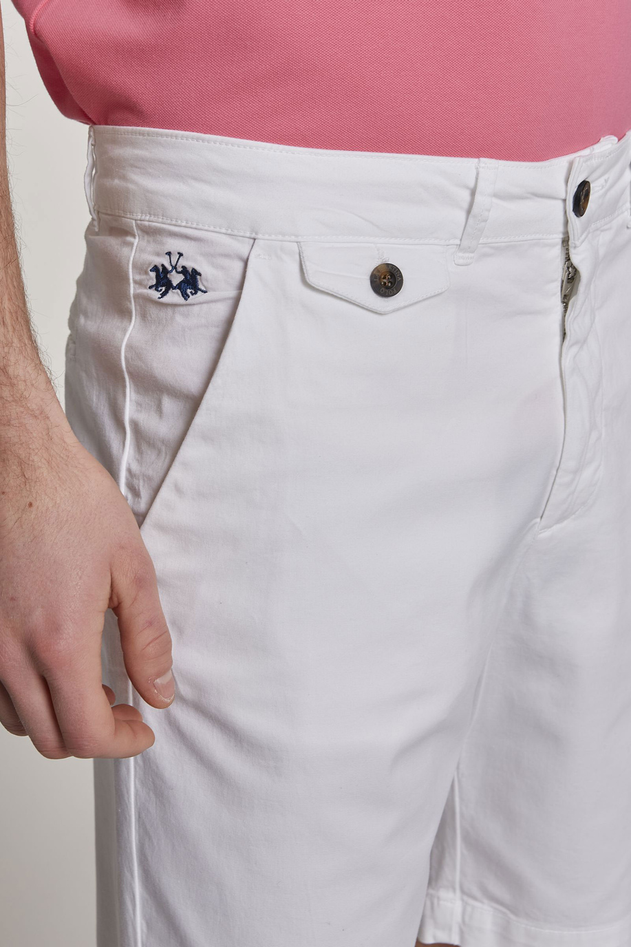 Men's slim-fit cotton Bermuda shorts