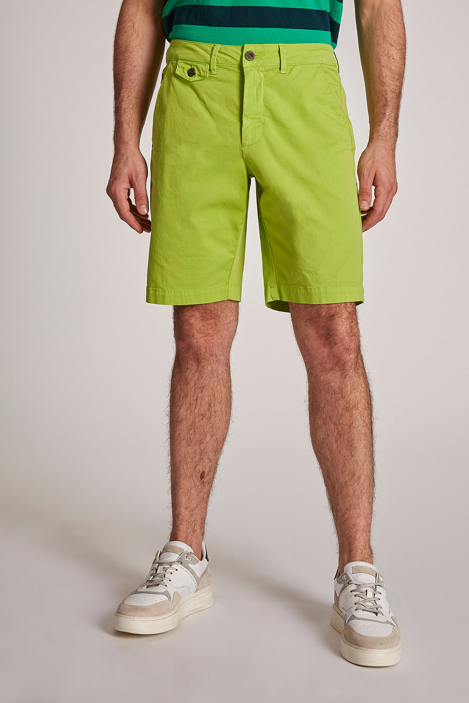Men's slim-fit cotton Bermuda shorts - Bermuda Shorts | La Martina - Official Online Shop