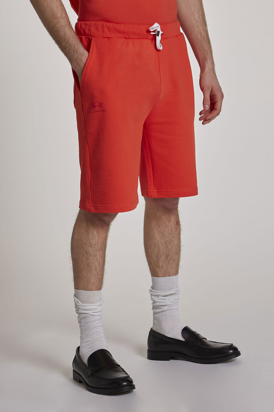 Regular-fit 100% cotton Bermuda shorts - Bermuda Shorts | La Martina - Official Online Shop