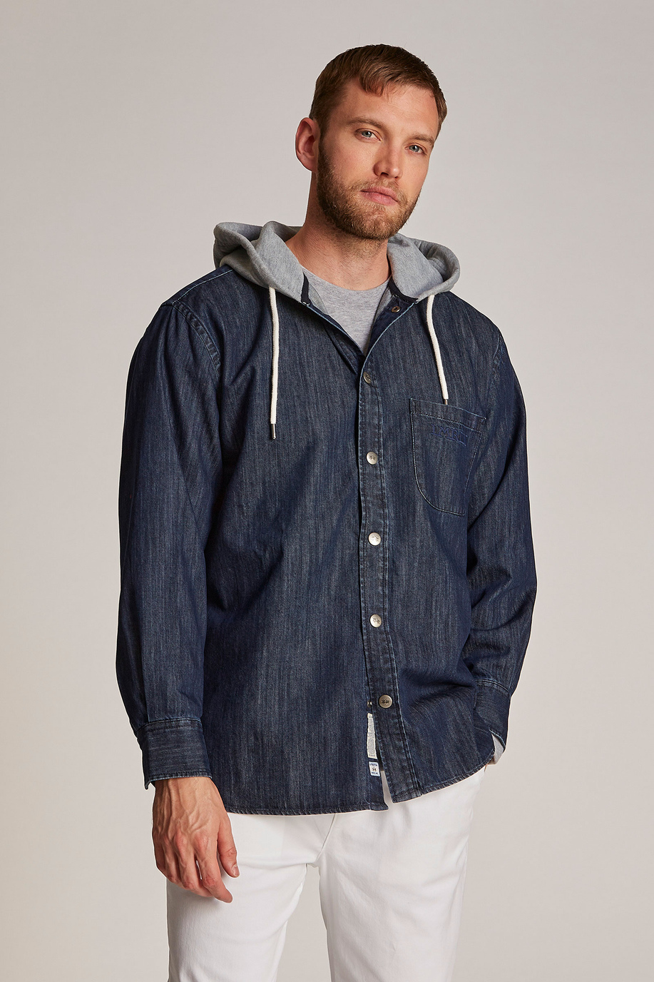 Chaqueta de hombre de algodón 100 % con capucha, modelo oversize - Camisas | La Martina - Official Online Shop