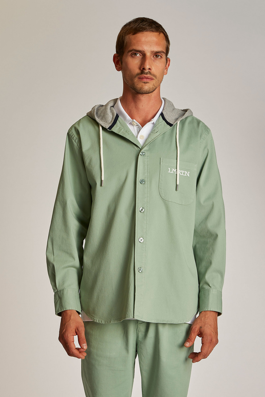 Men's oversized hooded jacket in 100% cotton fabric - -30% | step 3 | us | La Martina - Official Online Shop