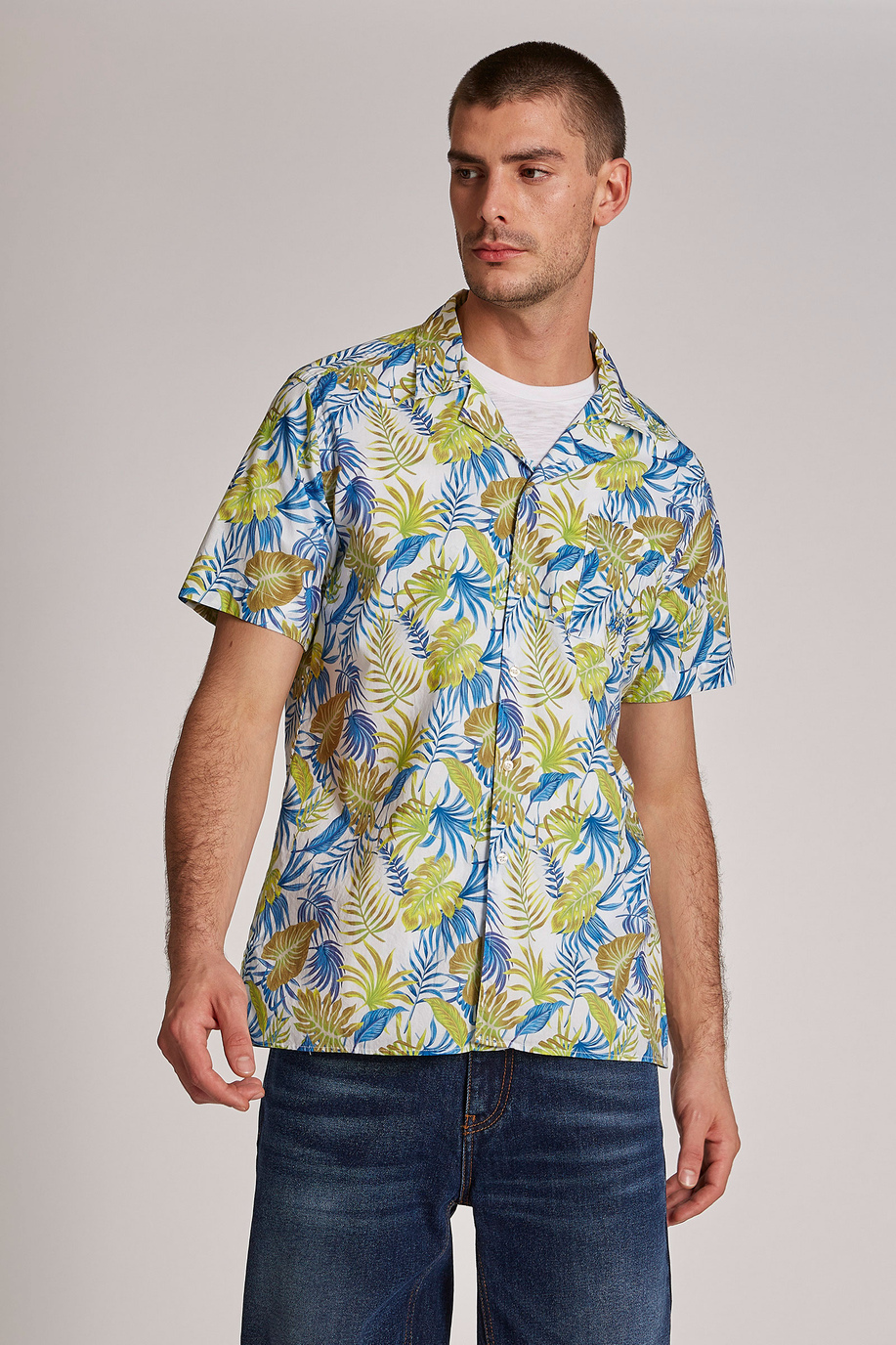 Men's short-sleeved, regular-fit cotton shirt - -30% | step 3 | us | La Martina - Official Online Shop
