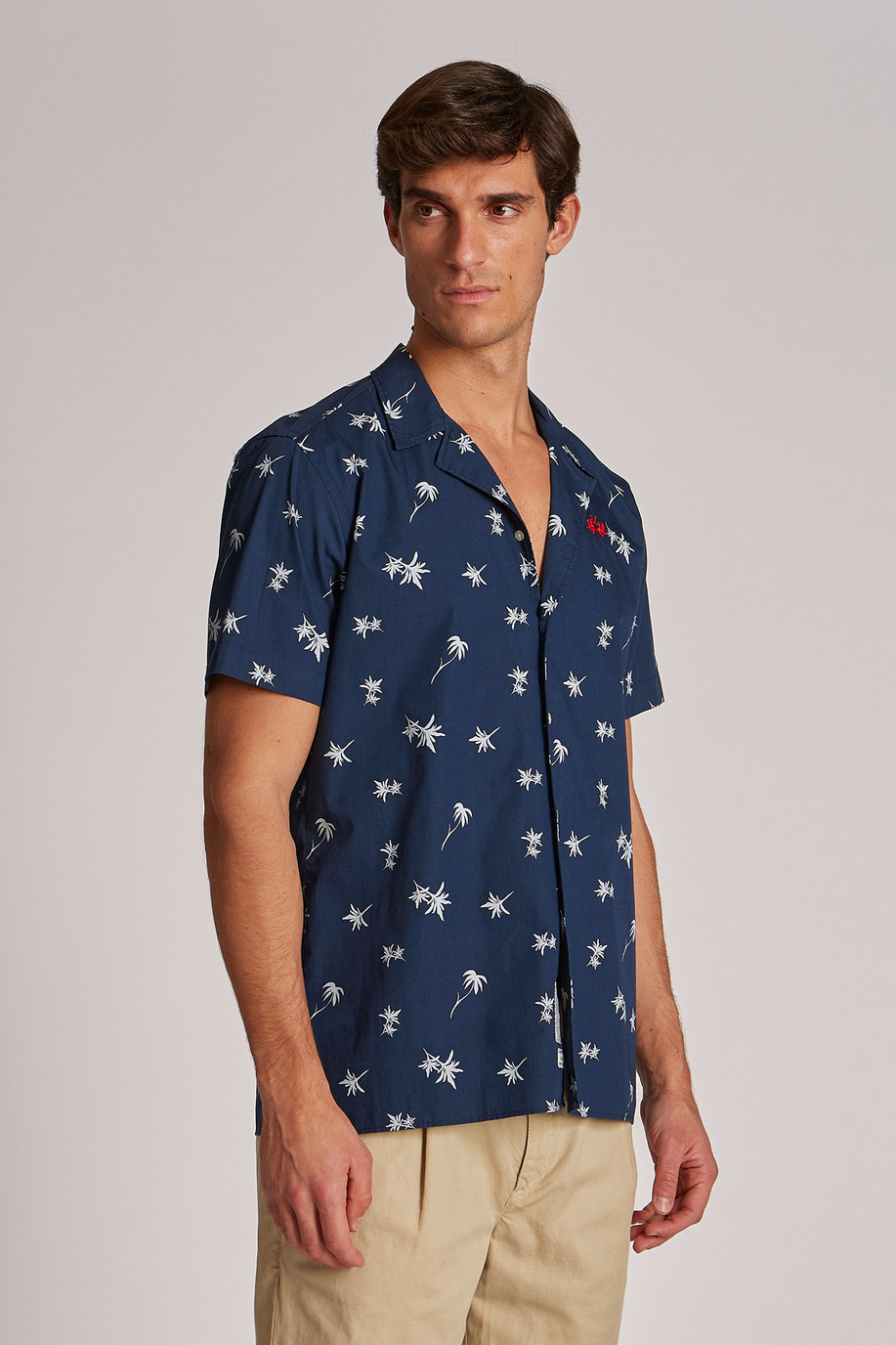Men's short-sleeved, regular-fit cotton shirt - -30% | step 3 | us | La Martina - Official Online Shop