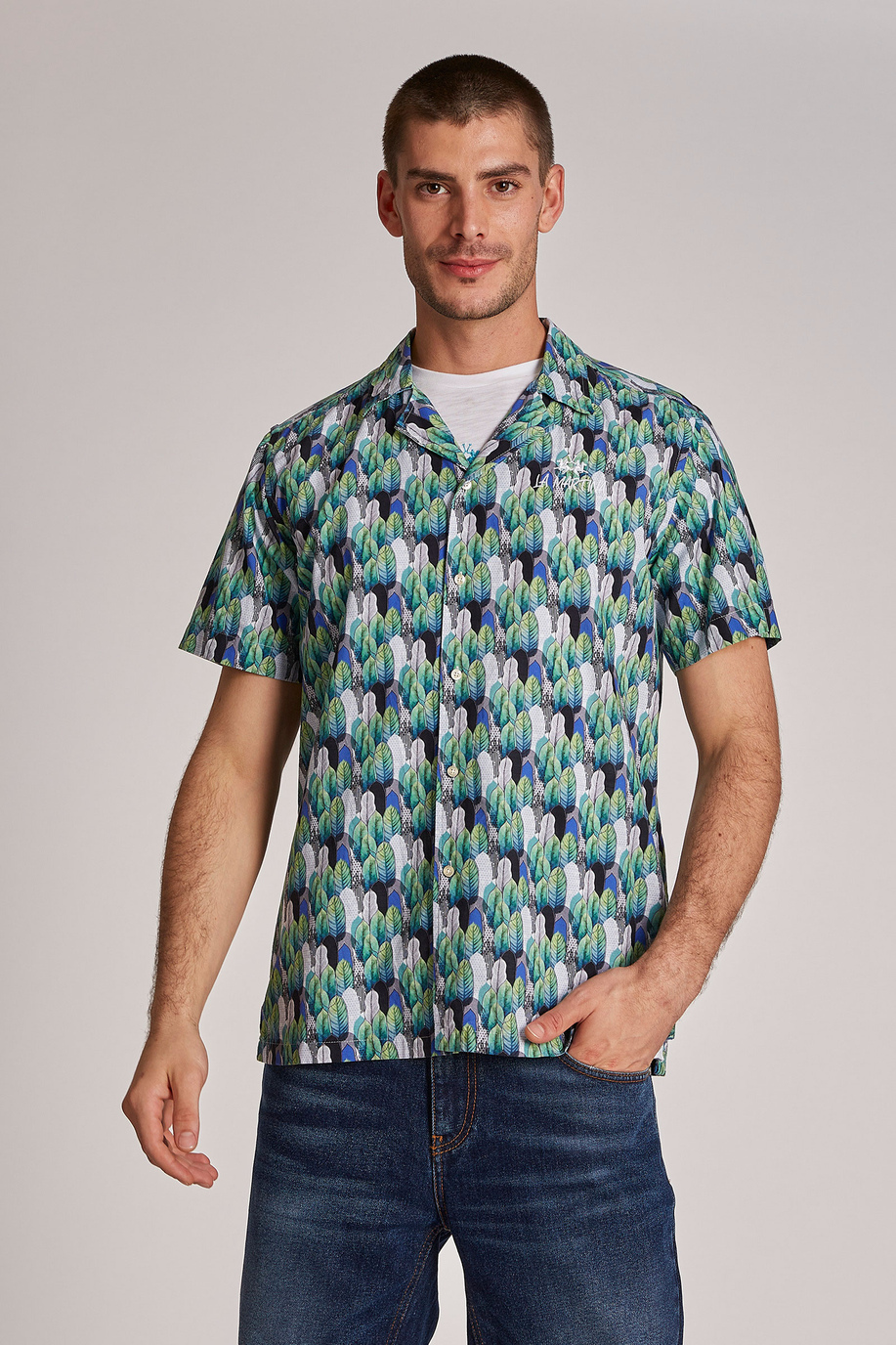 Camicia da uomo in cotone a maniche corte regular fit - Summer Polo | La Martina - Official Online Shop