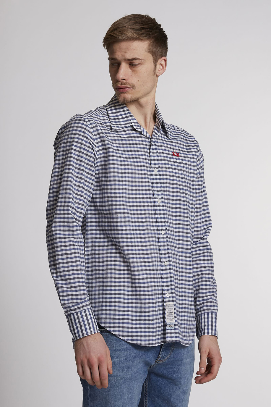 Chemise homme en coton à manches longues et coupe classique - Essential | La Martina - Official Online Shop