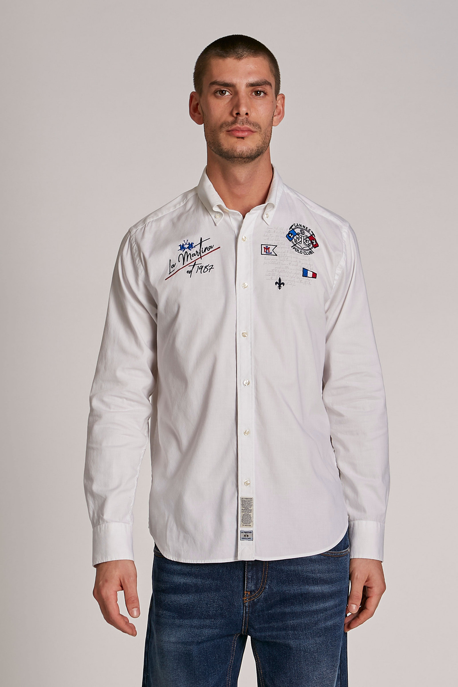 Camicia da uomo in cotone a maniche lunghe regular fit - Summer Polo | La Martina - Official Online Shop