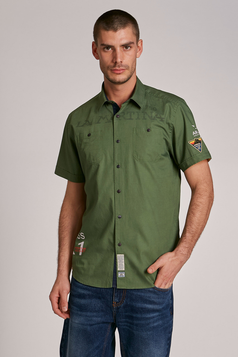 Men's short-sleeved, regular-fit cotton shirt - Argentina | La Martina - Official Online Shop