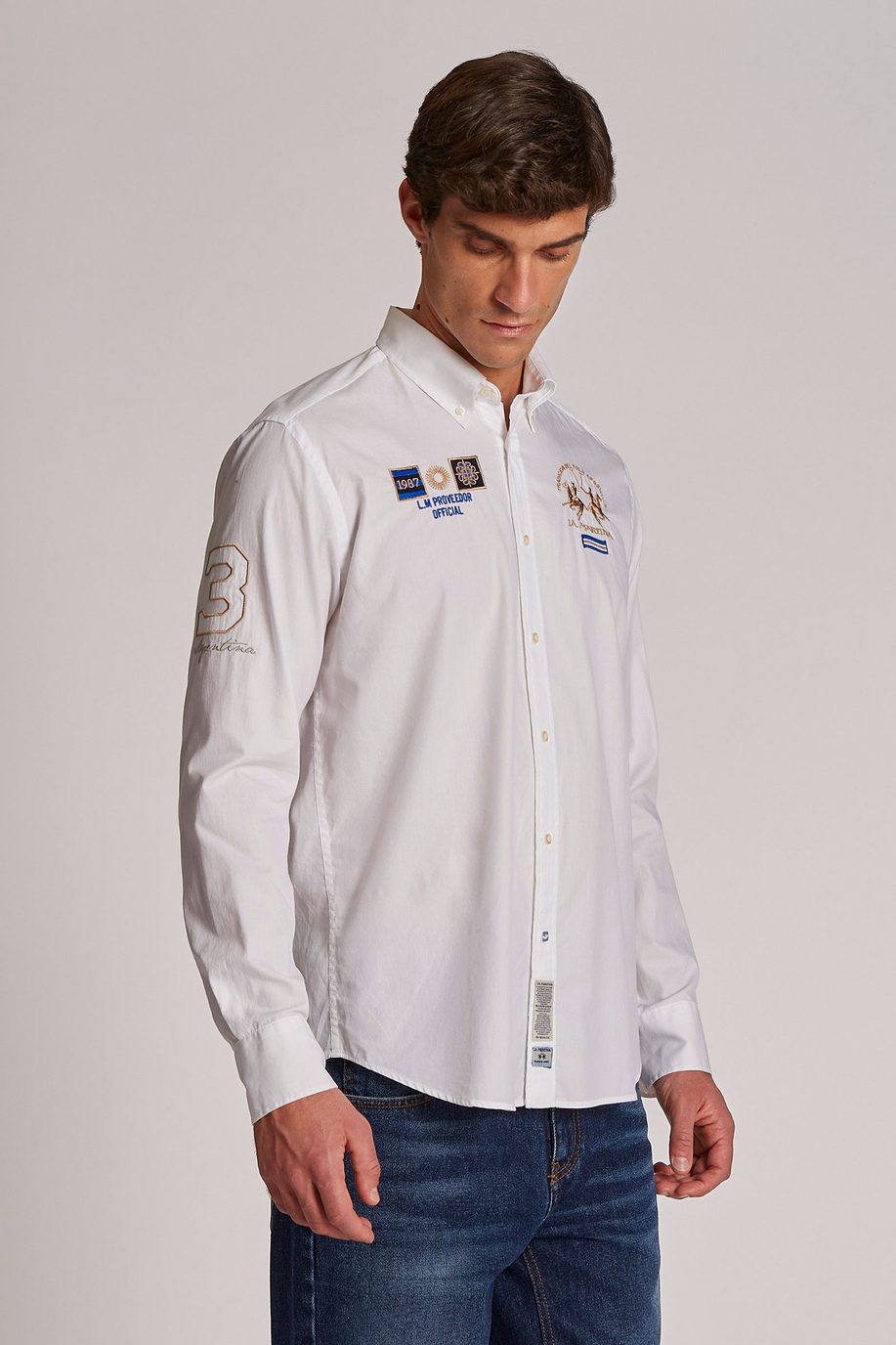Men's long-sleeved regular-fit cotton shirt - Shirts | La Martina - Official Online Shop
