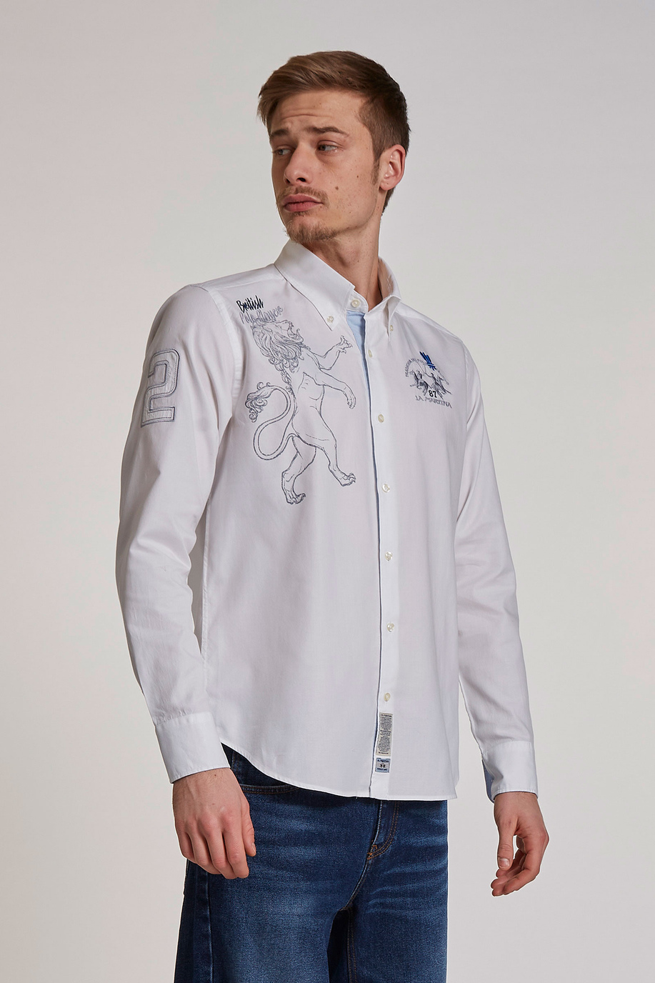 Men's long-sleeved regular-fit cotton shirt - New In | La Martina - Official Online Shop
