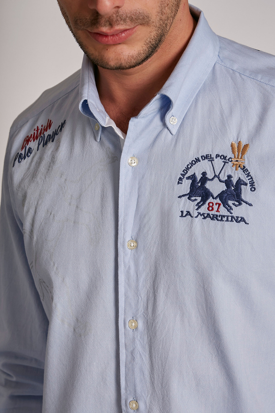 Men's long-sleeved regular-fit cotton shirt