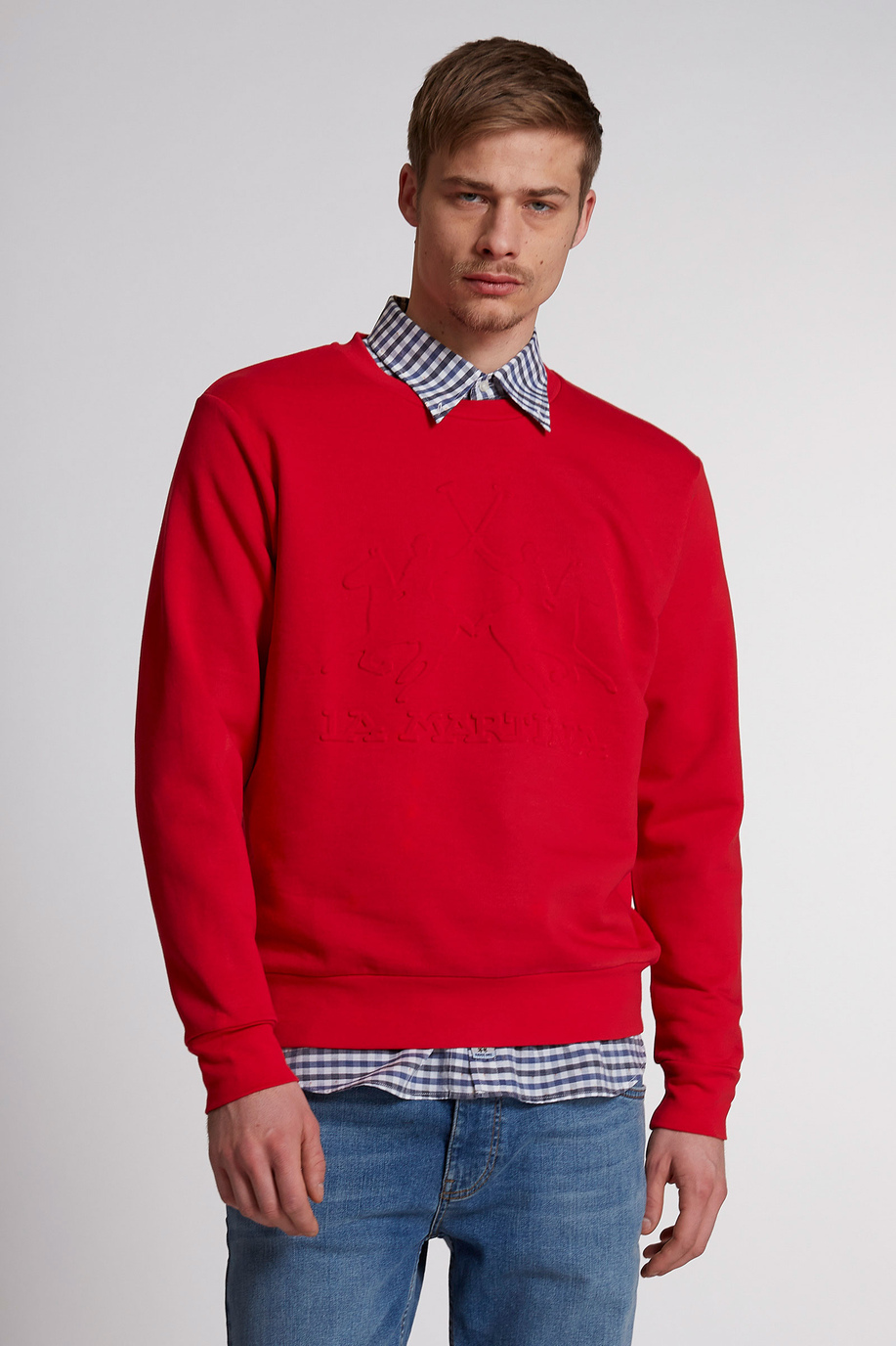 Herren-Sweatshirt mit Rundhalsausschnitt aus Baumwolle im Regular Fit - Essential | La Martina - Official Online Shop