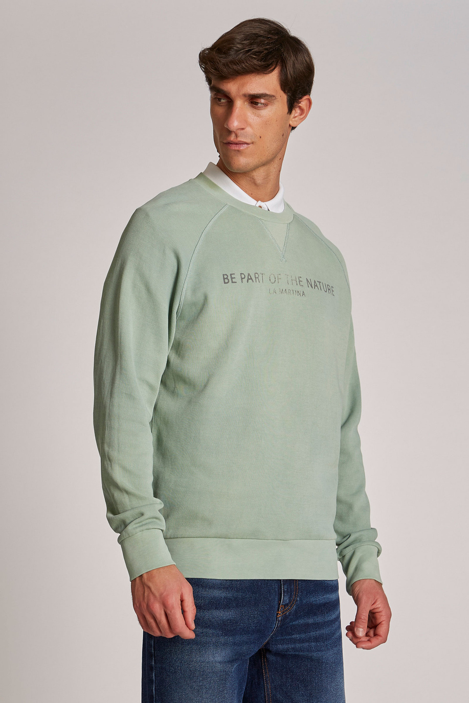Men's regular-fit crew-neck cotton sweatshirt - Essential | La Martina - Official Online Shop