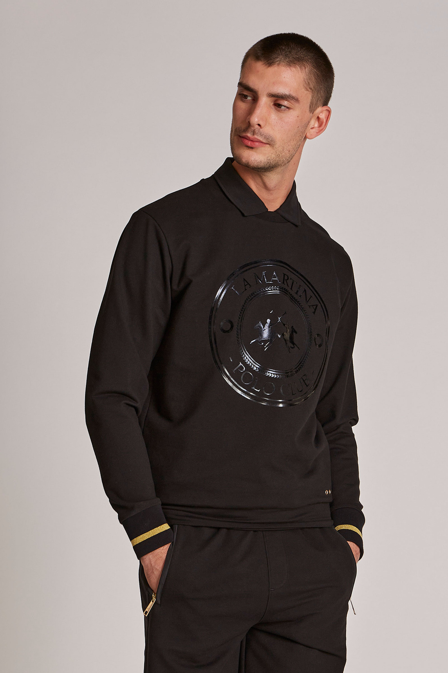 Men's regular-fit crew-neck cotton-blend sweatshirt - Sweatshirts | La Martina - Official Online Shop