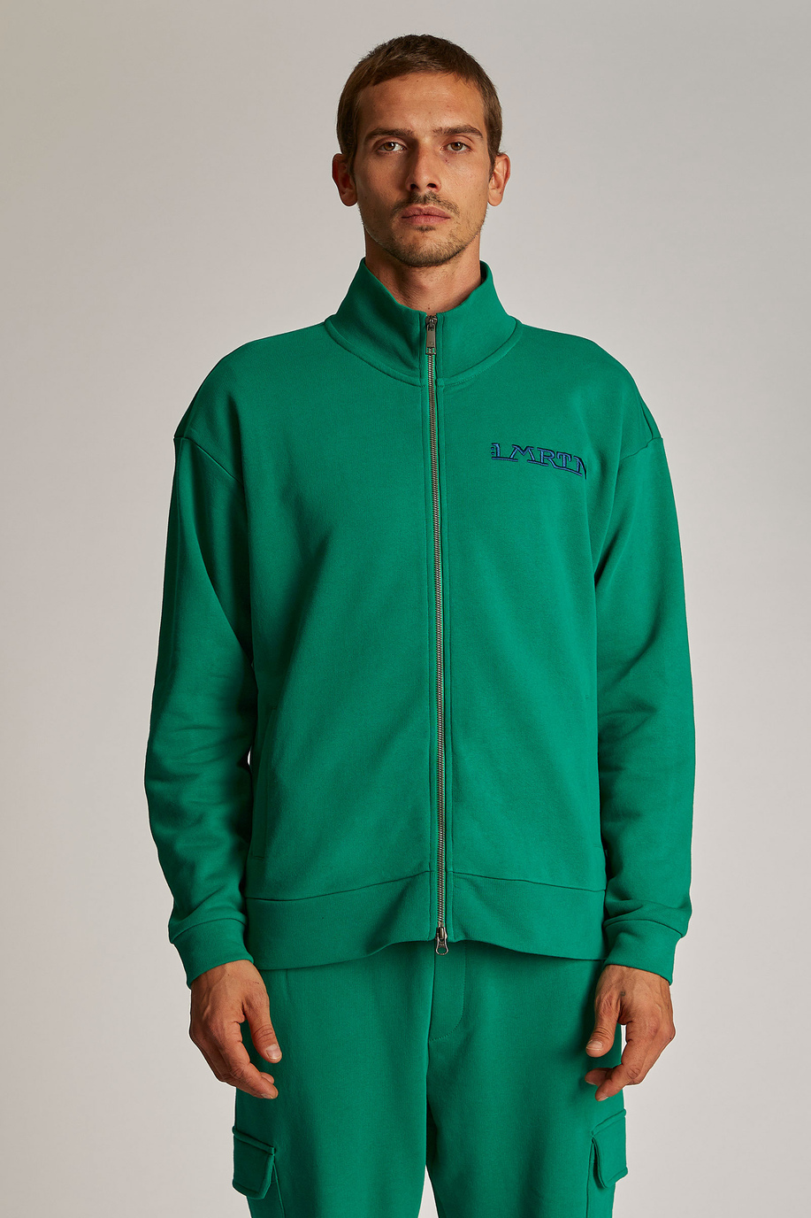 Men's oversized zip-up sweatshirt in 100% cotton fabric - Inspiration | La Martina - Official Online Shop