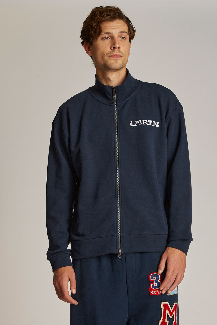 Sweat-shirt homme 100% coton, avec fermeture zippée et coupe oversize - Pulls & Sweat-shirts | La Martina - Official Online Shop