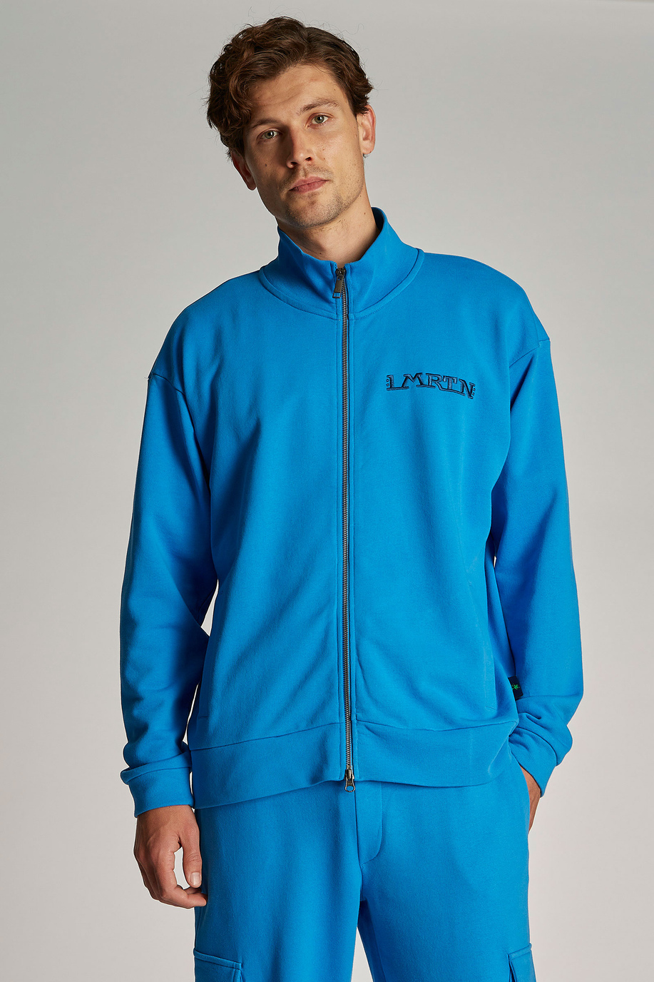 Men's oversized zip-up sweatshirt in 100% cotton fabric - LMRTN | La Martina - Official Online Shop