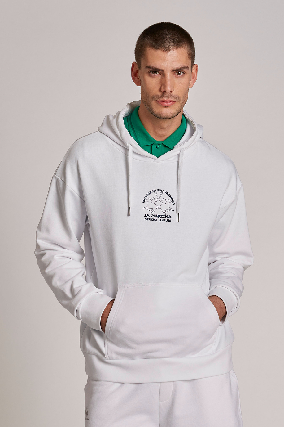 Sweat-shirt à capuche homme 100% coton, à capuche et coupe confort - Iconos - Numeros | La Martina - Official Online Shop
