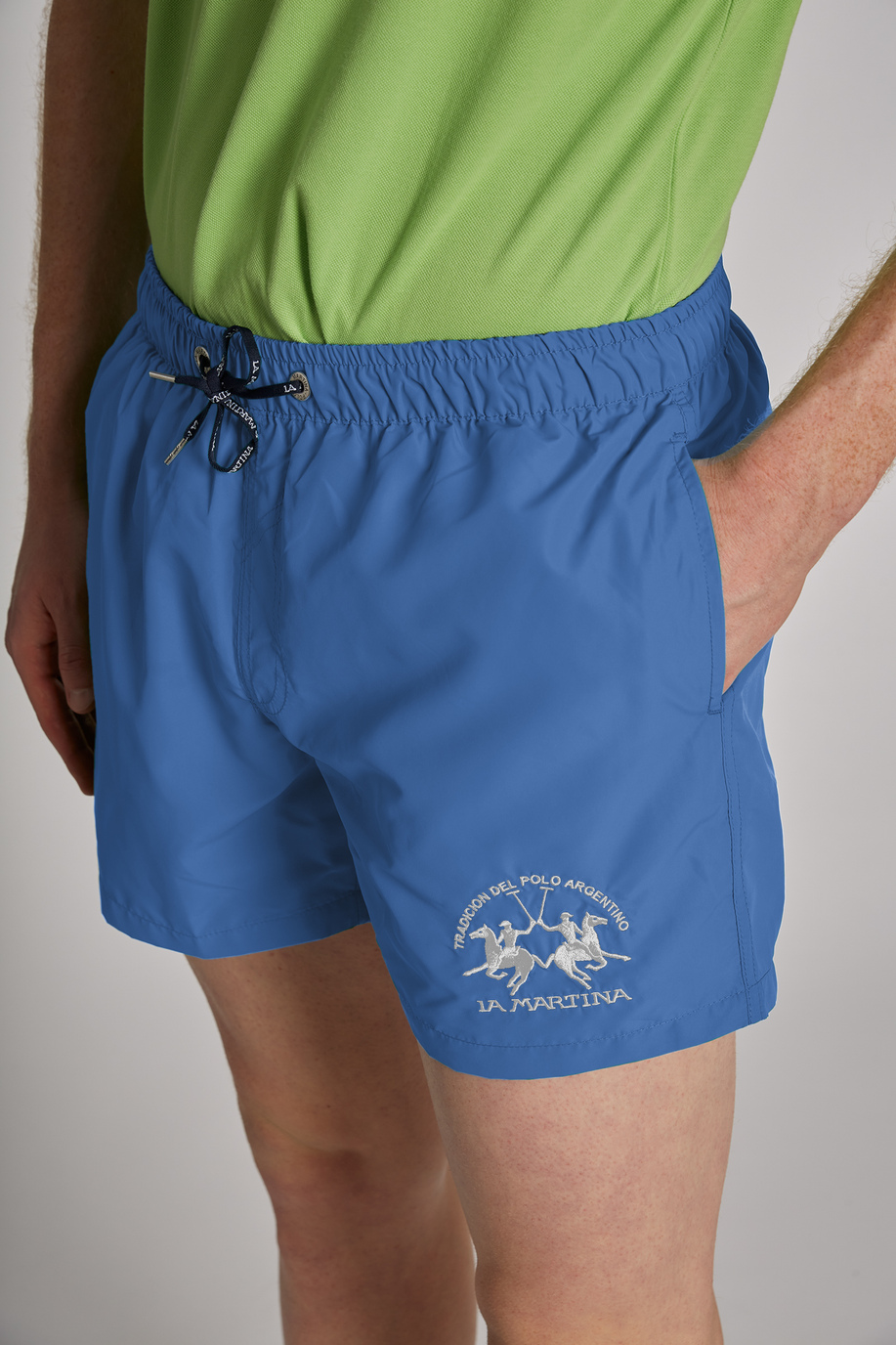 Regular-fit drawstring-embellished microfibre swim shorts