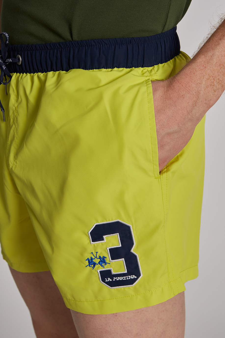 Regular-fit drawstring-embellished nylon swim shorts