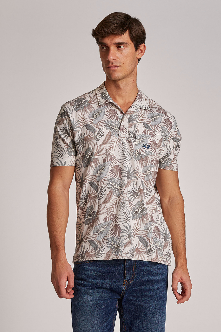 Men's short-sleeved regular-fit 100% cotton polo shirt - Look | La Martina - Official Online Shop