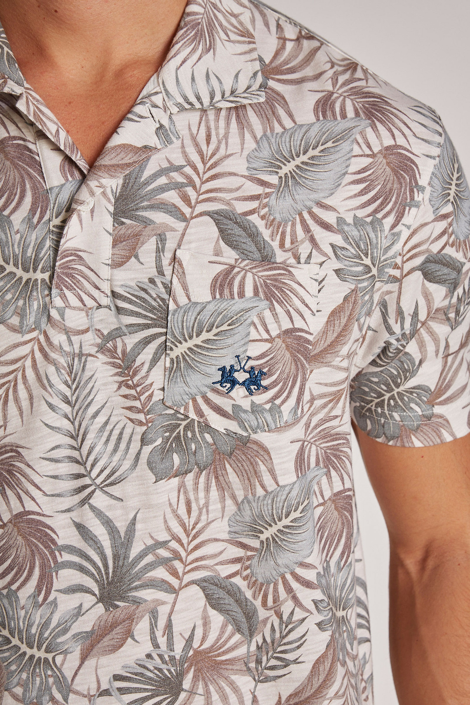 Men's short-sleeved regular-fit 100% cotton polo shirt