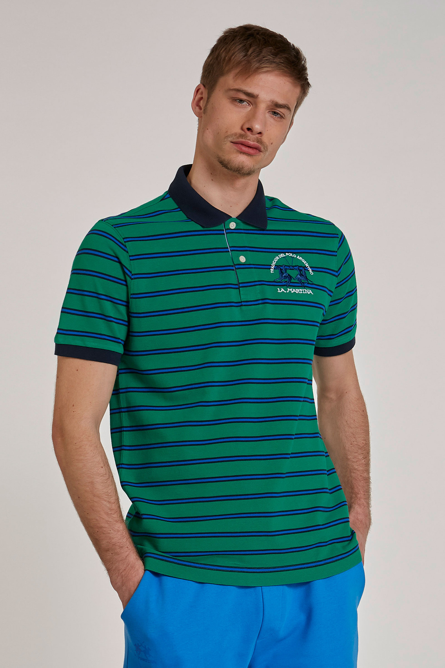 Men's short-sleeved regular-fit 100% cotton polo shirt - Summer Polo | La Martina - Official Online Shop