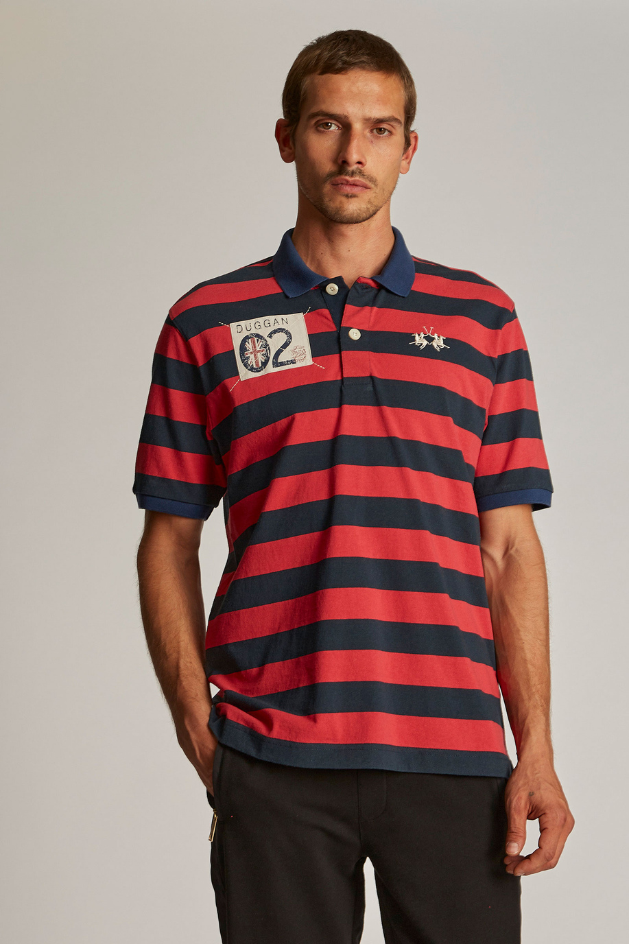 Men's oversized short-sleeved polo shirt featuring a contrasting collar - Leyendas del Polo | La Martina - Official Online Shop