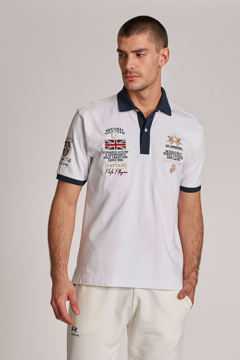 Men's oversized short-sleeved 100% cotton polo shirt - SALE | La Martina - Official Online Shop