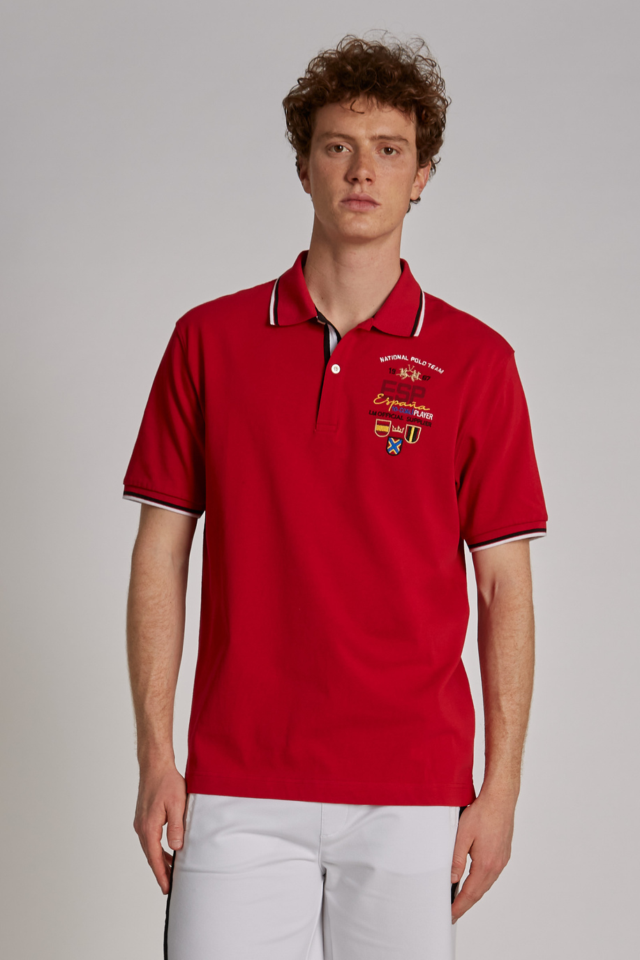 Herren-Poloshirt mit kurzem Arm aus 100 % Baumwolle, oversized Modell - Poloshirts | La Martina - Official Online Shop