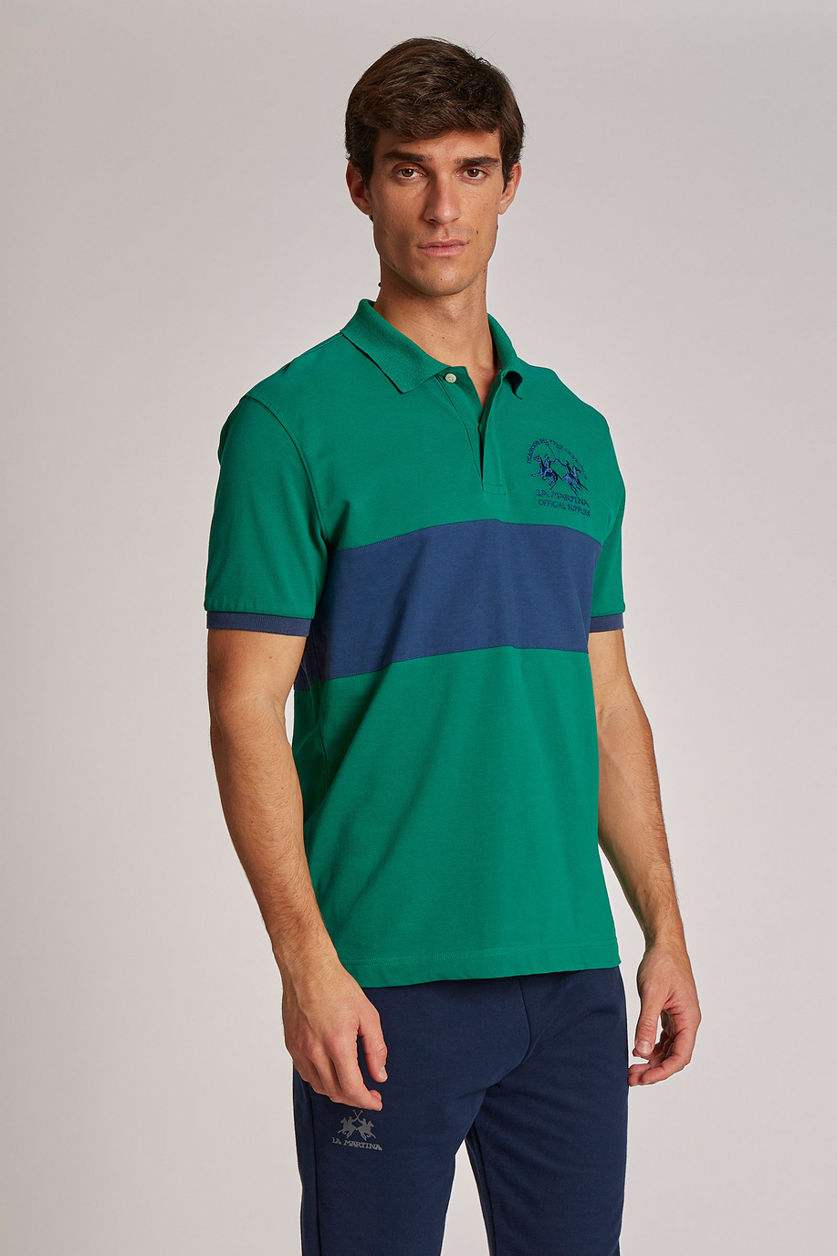 Men's short-sleeved regular-fit 100% cotton polo shirt - Iconos - Numeros | La Martina - Official Online Shop