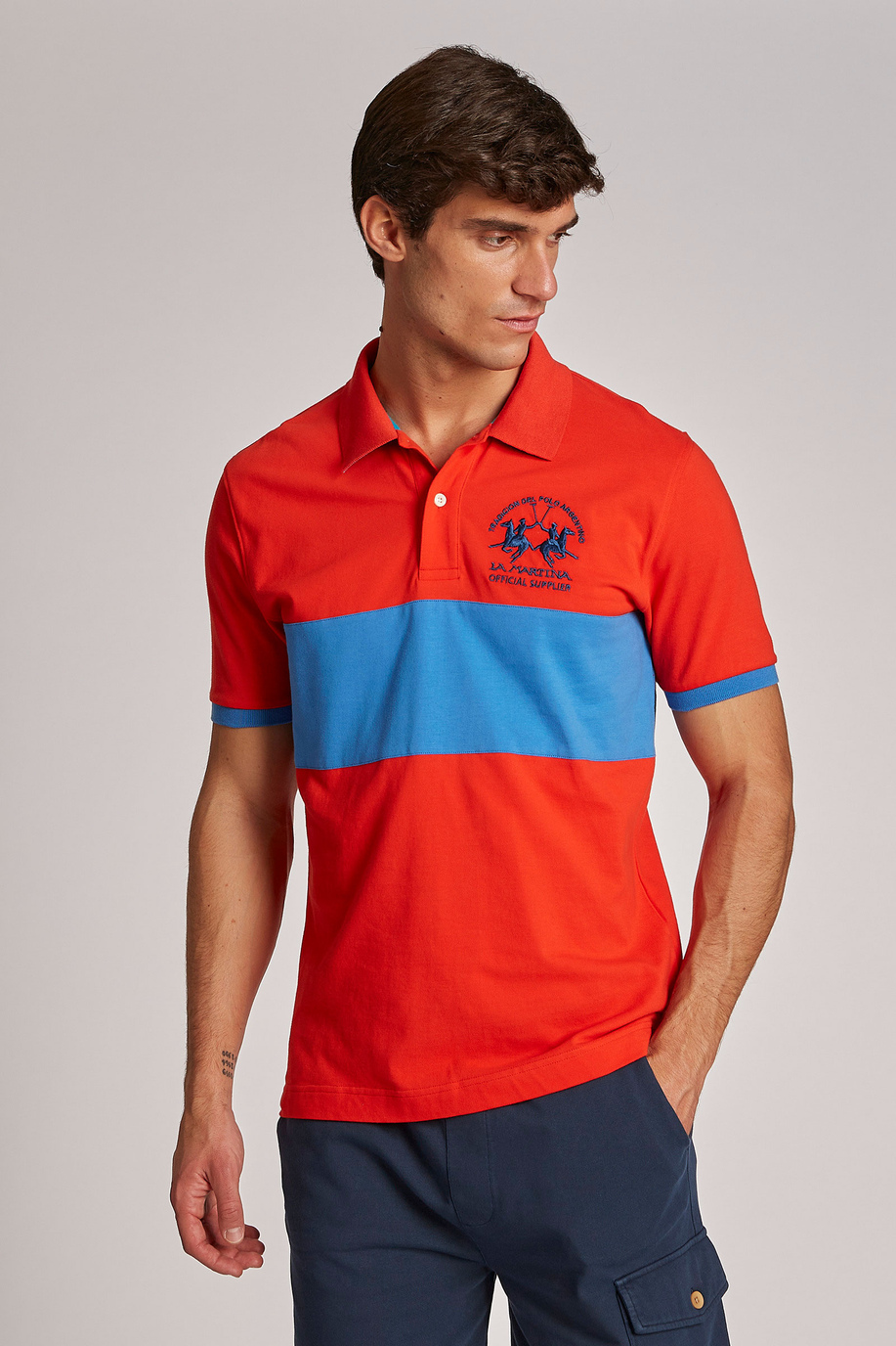 Men's short-sleeved regular-fit 100% cotton polo shirt - Casual | La Martina - Official Online Shop