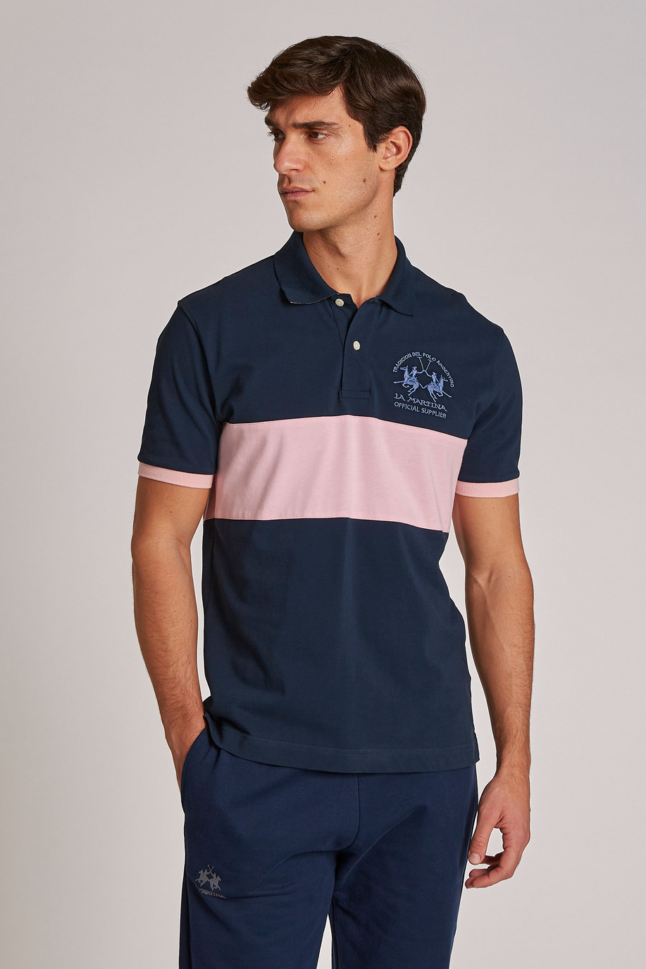 Men's short-sleeved regular-fit 100% cotton polo shirt - Iconos | La Martina - Official Online Shop
